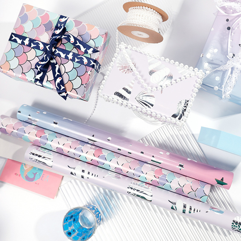 Caja de regalo de San Valentín diario elementos marinos papel de aluminio brillante Amazon Happy Birthday party papel de regalo