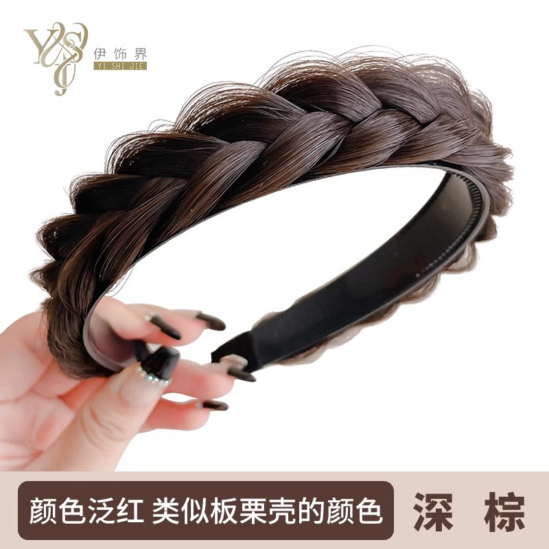 Alto grado perla giro trenza peluca diadema temperamento femenino cráneo superior artefacto diadema accesorios para el cabello frente horquilla de pelo roto