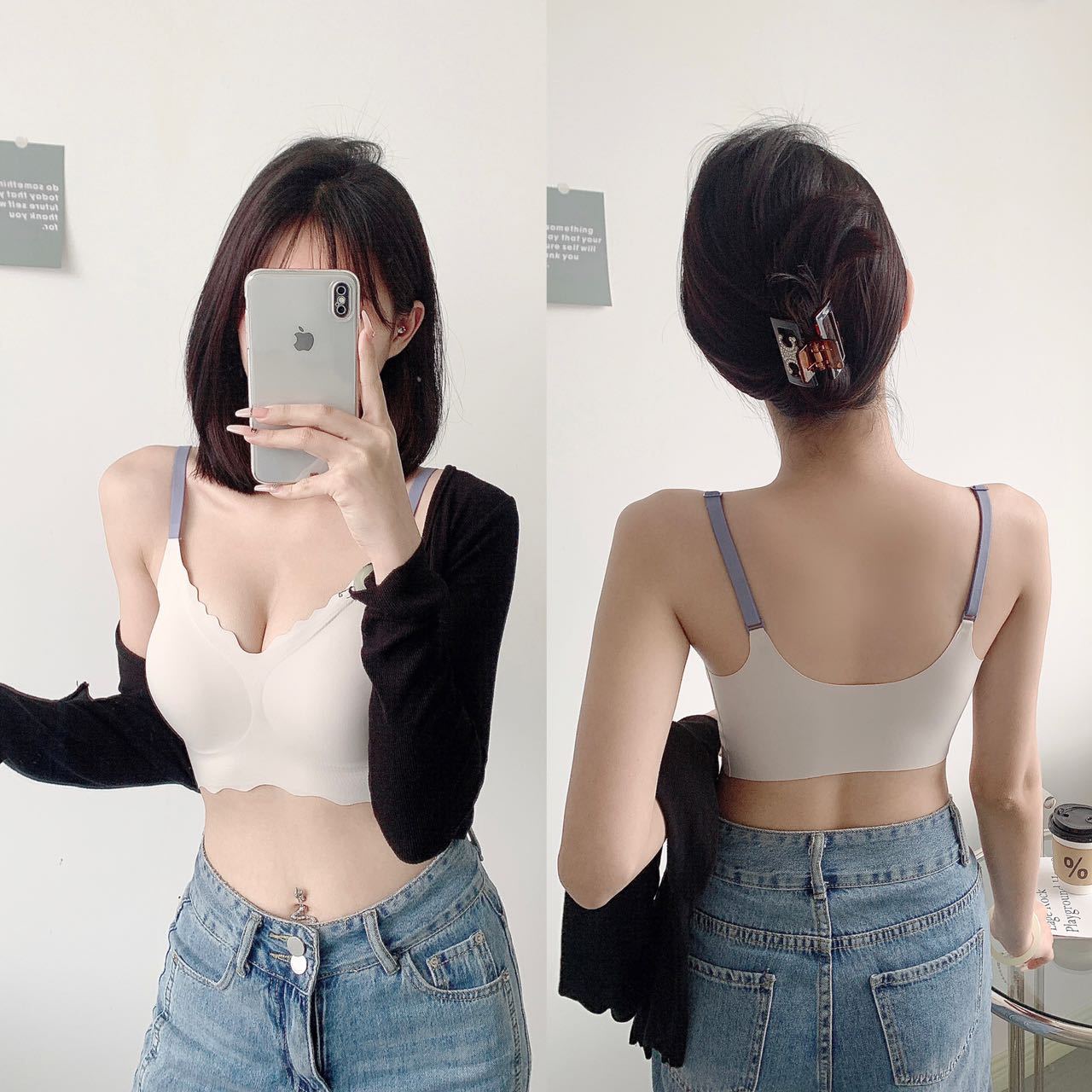 Alta calidad nueva correa fija de la Copa ropa interior sin costuras mujeres Sujetador push up inalámbrico belleza espalda transpirable chica sujetador