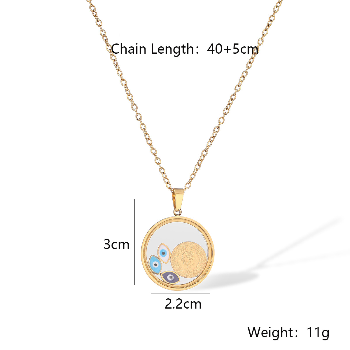 13g Weight Titanium Steel Pendant Material Pendant Necklace Classification Titanium Steel Chain Material Wholesale Jewelry Simple Style Round Titanium Steel Irregular Pendant Necklace