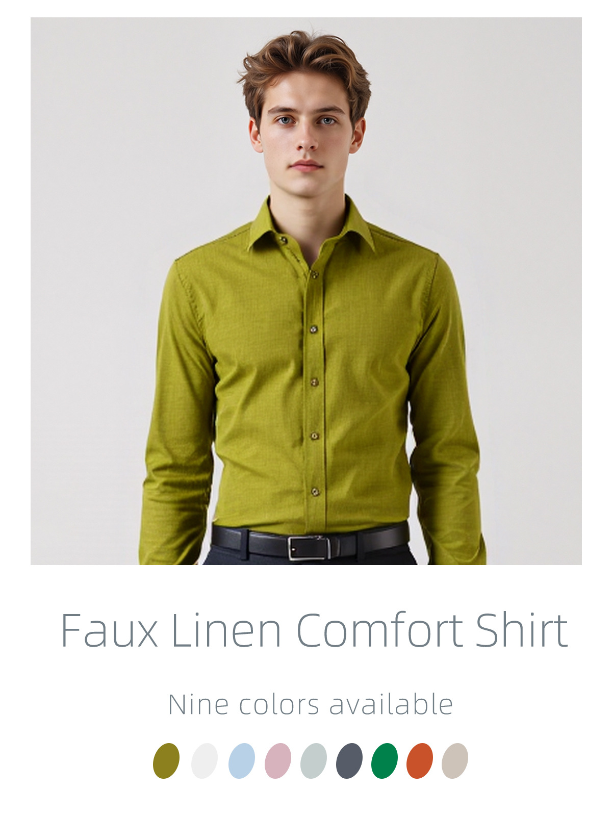 Camisas personalizadas transfronterizas de hombre de manga larga imitación de lino de color sólido de secado rápido comercial sin quemar delgado comercio exterior camisa de tamaño europeo y americano