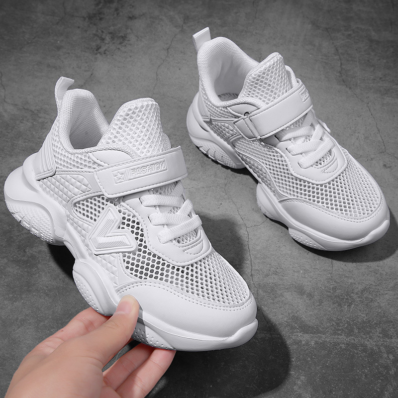 Marca de moda para niños, zapatos deportivos transpirables de malla blanca pequeña para primavera y otoño, nuevos informales y versátiles_voghion.com