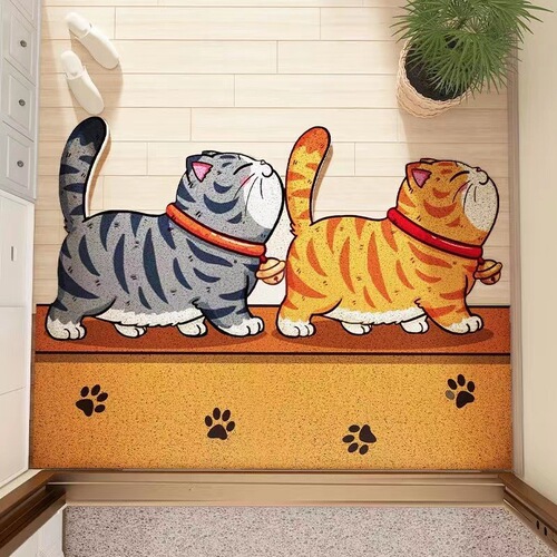 Entrance door orange cat floor mat Cartoon cut-out big orange cat unit door entrance entrance door rub soil silk circle floor mat