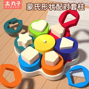 Children's Early Education Flower Shape Set Column Kindergarten Color Shape Matching Color Cognitive Educational Building Blocks Toys