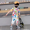 Boy Short sleeved leisure time letter suit 2022 new pattern handsome Children Western style clothes children summer Two piece set