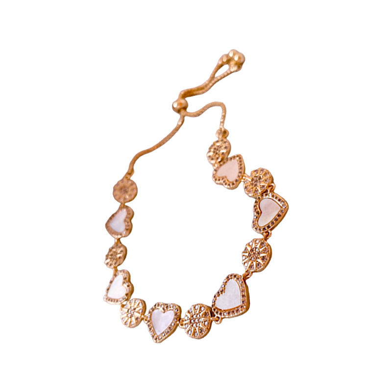 Pulsera de circón de oro rosa romántica galvanoplastia de oro real, pulsera de amor de girasol de viento, accesorios dulces, nuevo producto femenino