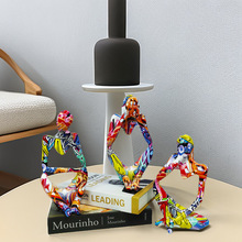 现代抽象人物涂鸦艺术小摆件工艺品家居客厅办公室玄关桌面装饰品