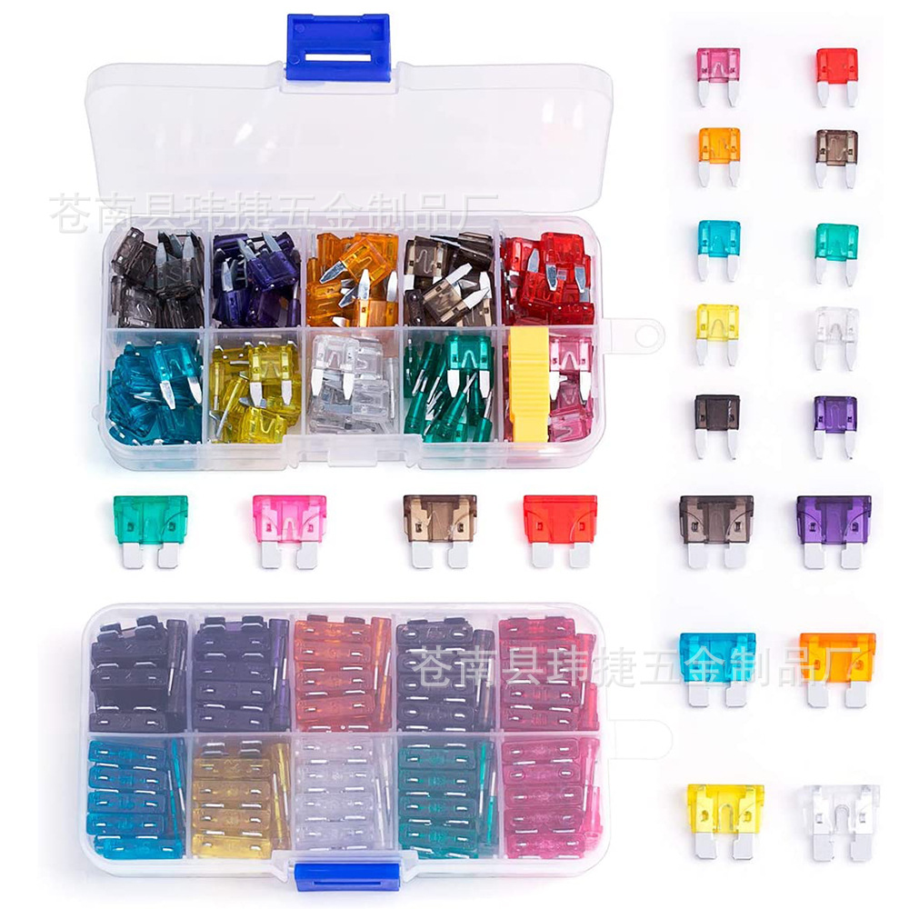 跨境 220pcs汽车中小号插式保险片保险丝套装盒装 车用铝片保险丝