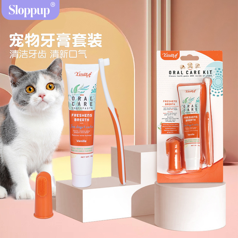 Set de pasta de dientes para mascotas, set de cepillo de dientes para perros y gatos, limpieza oral para perros y gatos, productos para mascotas