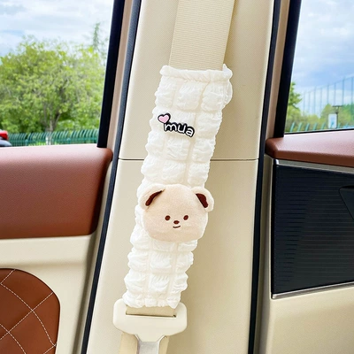 Seat belt shoulder pad creative cute children's car inner anti-tightening - bear-puff-shoulder-pad-1