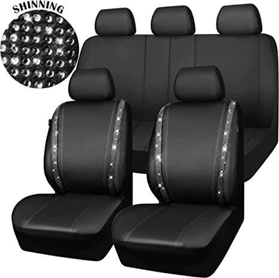 Full Set Amazon Temu – Universal seat cover - white-diamond-2-piece-set-single-seat