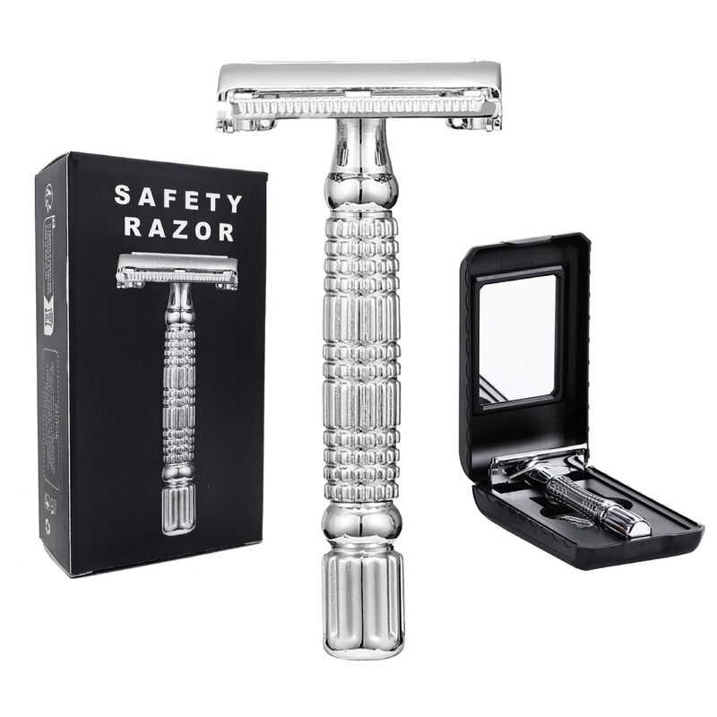 Butterfly Brand Open-Style Double-Edged Metal Safety Razor Set, Includes 5 Blades and Manual Razor Butterfly Brand Open-Style Double-Edged Metal Safety Razor Set, Includes 5 Blades and Manual Razor
