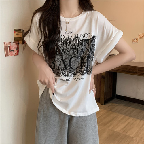 Pure cotton design sense short sleeve t-shirt for women in summer 2025, stylish flying sleeve, waist-cinching, slimming t-shirt top