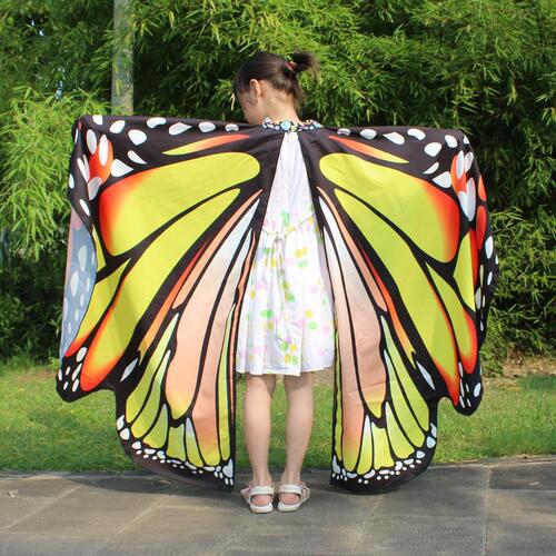 Rotating  rainbow butterfly indian belly dance performance wings for kids children Fairy angel drama cosplay colorful belly dance performance cloak accessories