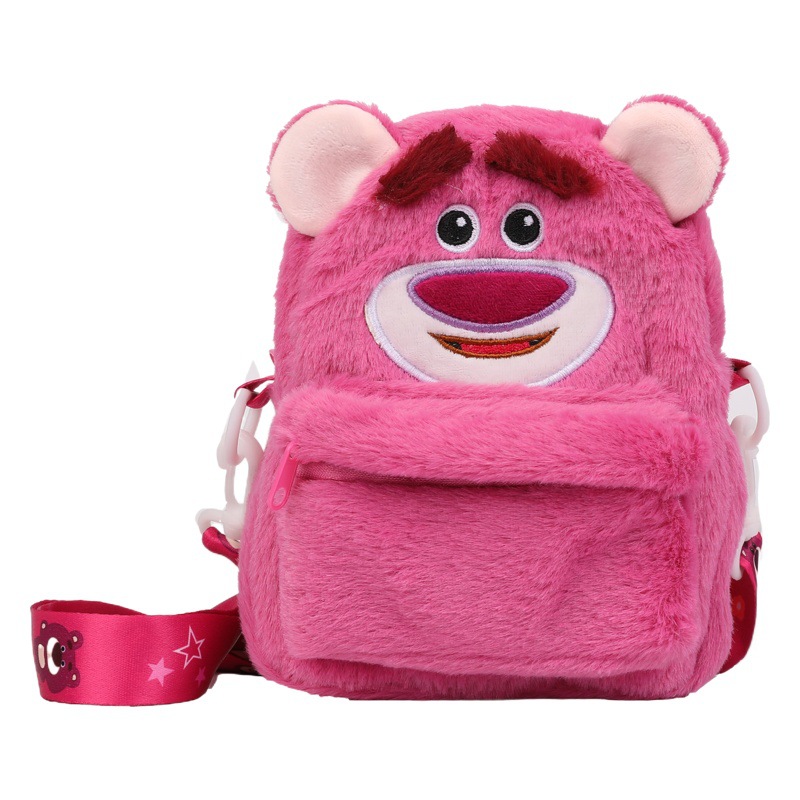 Lindo bolso de felpa 2025 nuevo bolso de teléfono móvil de mensajero de un solo hombro para niña bolso de dibujos animados para niños de muñeca de agarre japonés