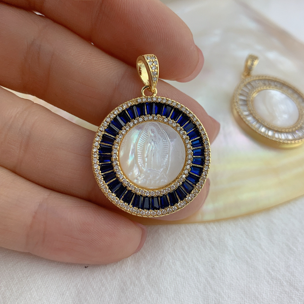 15g Weight Zircon Inlay Material Charms Classification 1 Piece Quantity Shell, Copper Material Round Pattern Plating, Inlay Design Retro, Roman Style Style 1 Piece Shell Copper Zircon Round 4