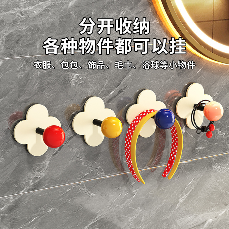 多巴胺创意发圈挂钩 门后玄关花朵粘钩卫生间浴室卧室墙上挂衣ins|undefined