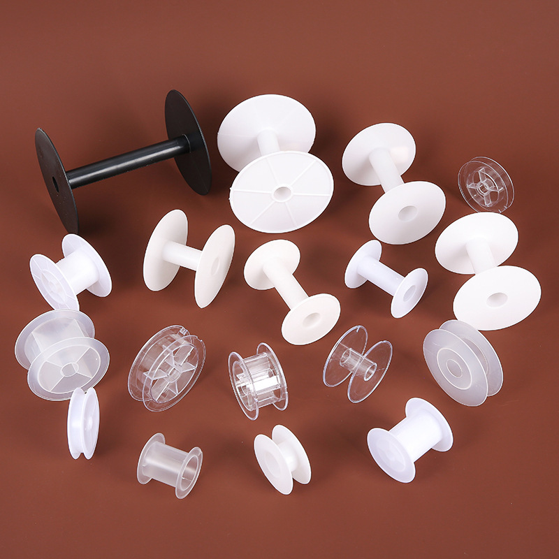 Transparent I-shaped round bobbin cotton yarn wool fishing line storage cylinder plastic empty reel spool winding reel