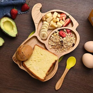 Creative Baby Elephant Wooden Tray Household Baby Food Supplementary Tray Restaurant Solid Wood Sub-format Fruit Food Tray Wholesale