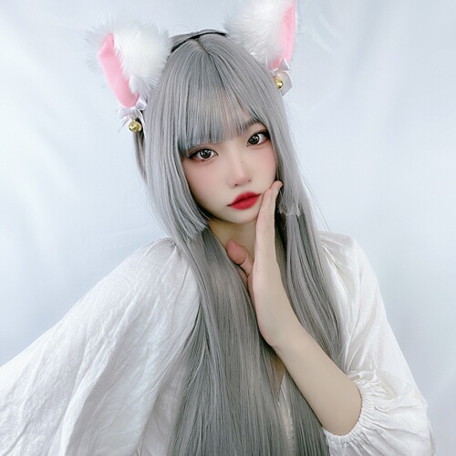 Wig female long hair natural round face air bangs jk princess cut long straight hair Japanese lolita Ji hair wig set