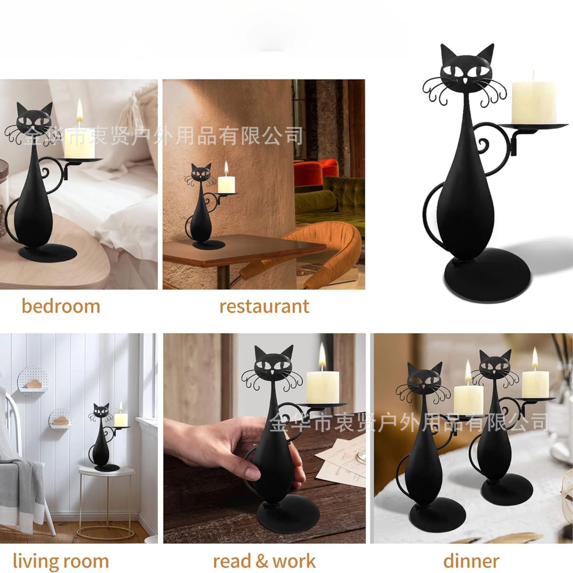 Decoração de Castiçal de Metal de Gato Preto Transfronteiriço Decoração de Metal de Casa de Fazenda Rústica Vintage Mesa de Jantar e Presente de Realocação 4