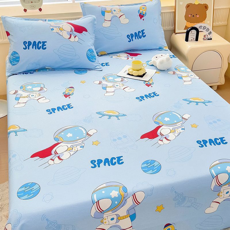 Sábanas de dibujos animados para niños 100% algodón puro, edredón para niños de una sola pieza, funda de almohada de tres piezas, sábana engrosada para el hogar