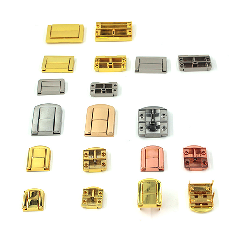 日字型方形皮箱木盒酒盒五金锁扣浅金色太平锁五金小方扣暗箱锁扣