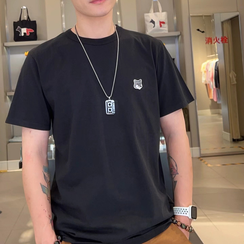 Summer Trendy Maison Kitsune Single Grey Fox Head Casual All-match Unisex Short-sleeved T-shirt