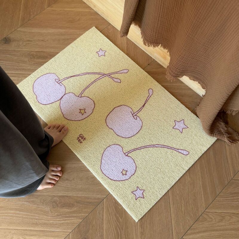 Cross-Border Entrance Door Floor Mat, Cute Cherry Cuttable Wire Loop Floor Mat, High-End Coffee Shop Door Non-Slip Door Mat