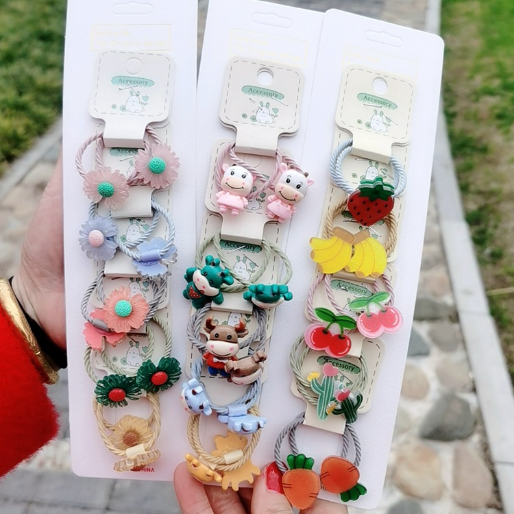 2021 the republic of korea High elasticity children Hairpin 10 baby Hair tie fruit rubber string lovely Hairdressing