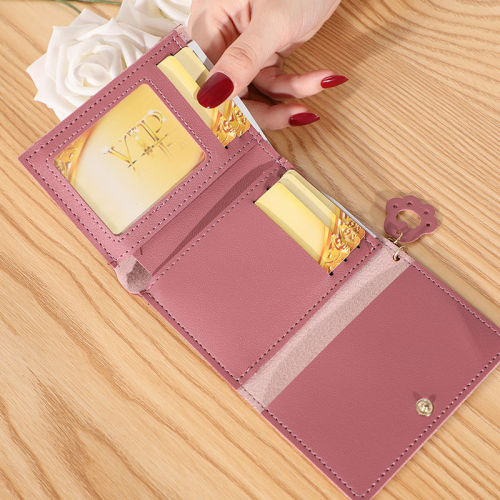 New  Japanese and Korean Cute Animal Women's Minimalist Tri-fold Short Wallet Simple Student Wallet