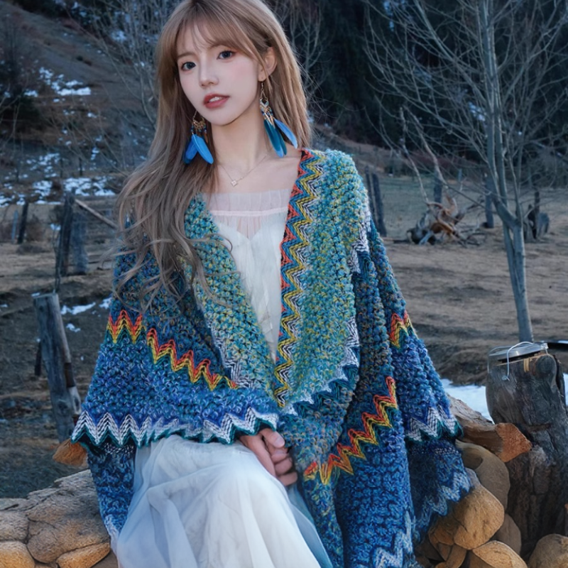 Yunnan ethnic-style shawl, 6 new styles, Lijiang and Jiuzhaigou cape, outdoor matching with skirts, essential for travel