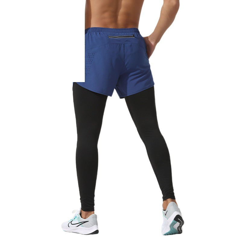 Pantalones deportivos falsos de dos piezas para hombre, leggings de entrenamiento de baloncesto, transpirables, ajustados, para correr, fitness, pantalones largos, otoño e invierno image 1