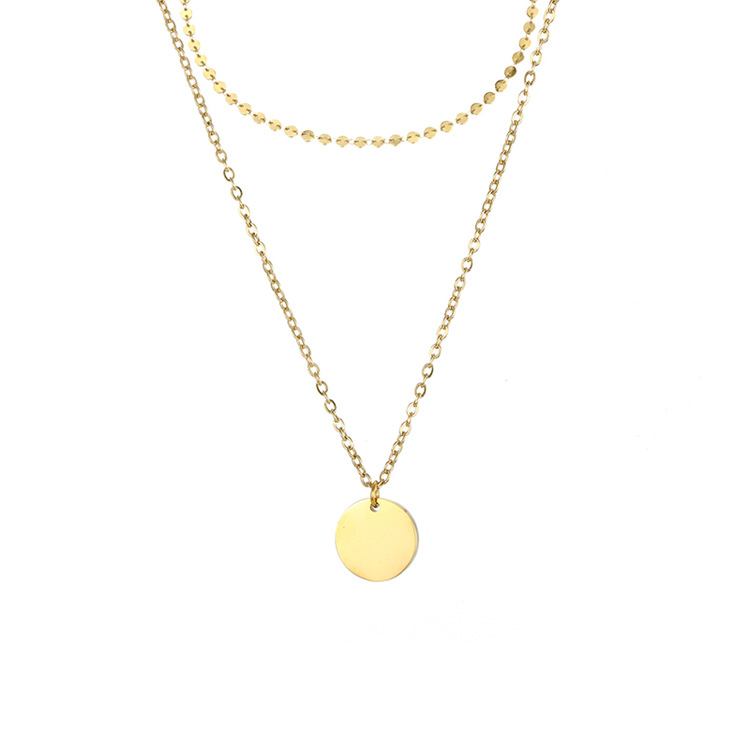 Acier Inoxydable Acier Au Titane Plaqué Or 14K Plaqué Or Rose Style Simple Placage Rond Pendentif display picture 3