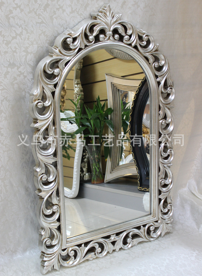 De estilo europeo hueco tallado espejo de baño salón pasillo colgante de pared espejo decorativo peluquería ESPEJO de medio cuerpo tocador espejo de maquillaje