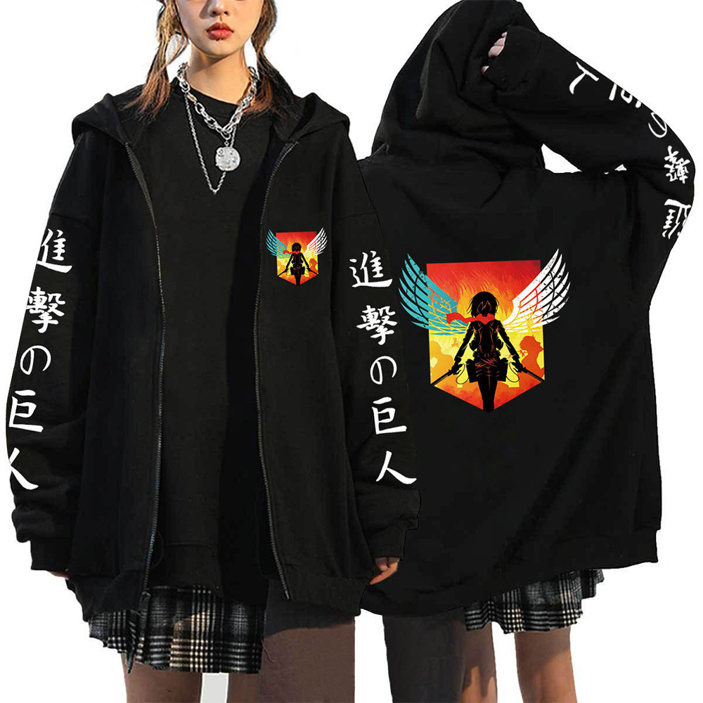 Anime Attack On Titan Men Women Zip Hoodies Yeager Eren