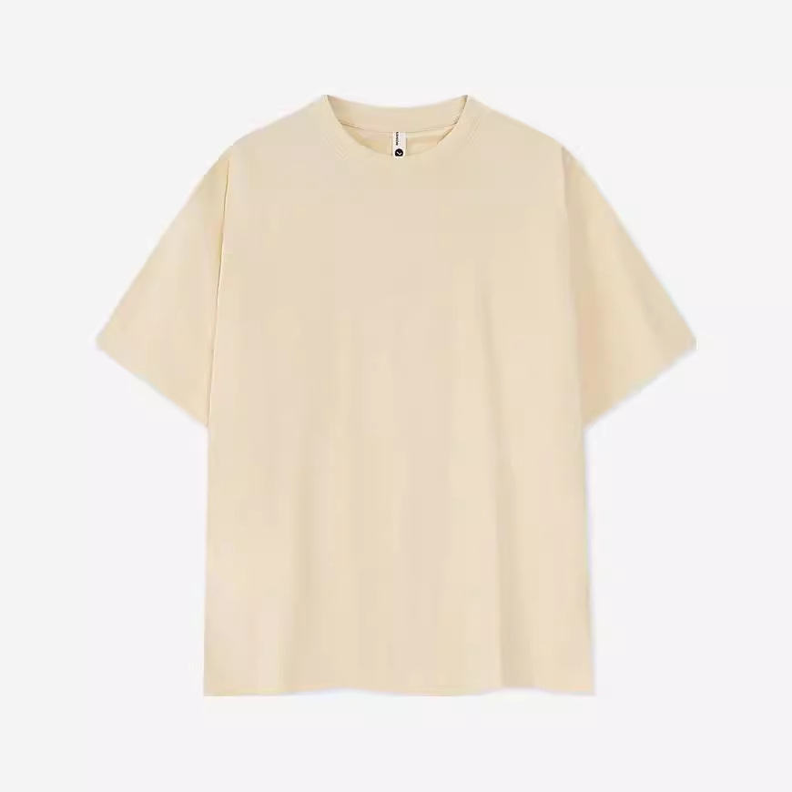 Cotton short sleeve T-shirt with a round collar for leisure