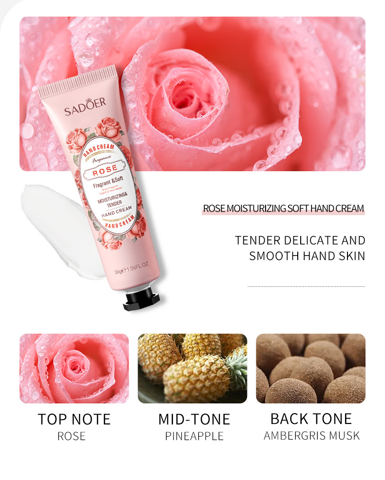 Sadoer Rose And Chamomile Hand Cream Moisturising Skincare 30g_voghion.com