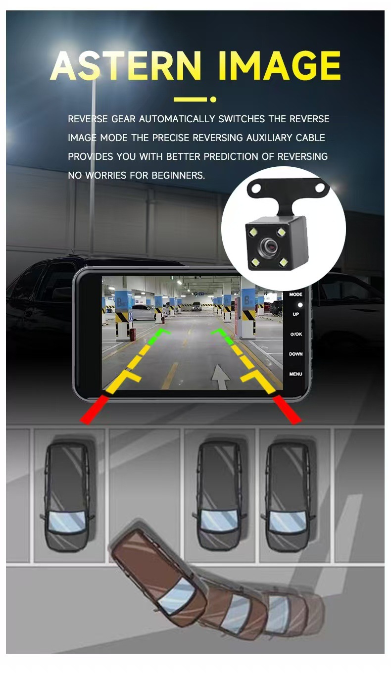 Cross-Border Private Model Driving Recorder 4inch Dashcam 1080P High-Definition Night Vision Wifi Inter-Connected Car Recorder