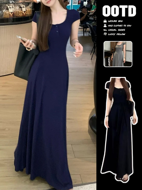 Black Dress for Women Summer 2025 New Style This Year's Popular Hot Style Super Nice Waist Slimming Look Hip Long Skirt