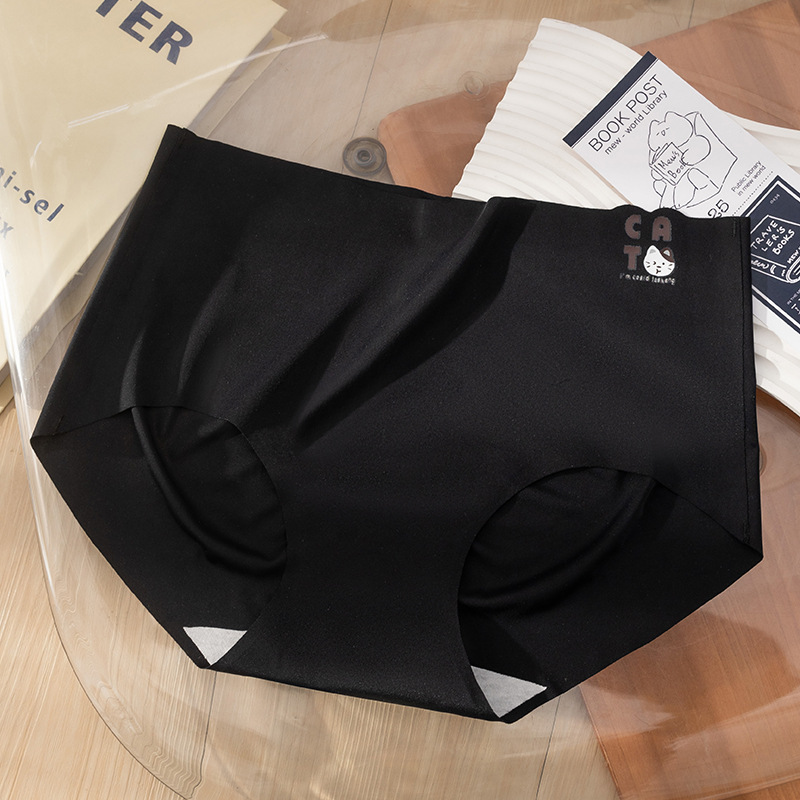 Ladies sin costuras seda de hielo sexy cintura media transpirable niña japonesa que da a luz algodón antibacteriano entrepierna sin costuras triángulo calzoncillos para mujer