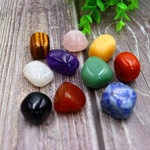 天然水晶玉石查克拉组合套装 粉晶爱心六角柱吊坠件七彩瑜伽石