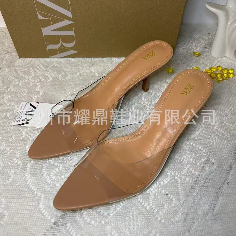 Z a Spanish Spring New Style French Fashion Fish-Mouth Open-Toe Pvc One-Strap Transparent Backless Stiletto Sandals Z a Spanish Spring New Style French Fashion Fish-Mouth Open-Toe Pvc One-Strap Transparent Backless Stiletto Sandals