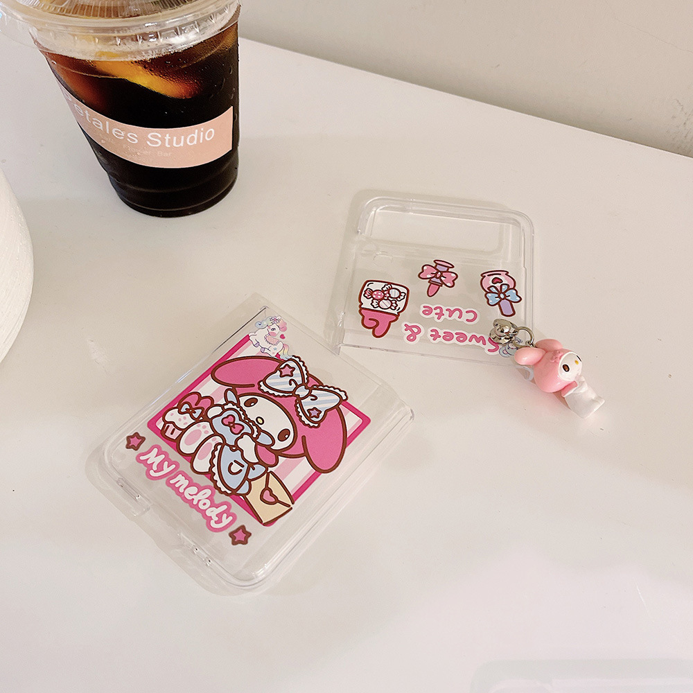 Korea Cartoon Rabbit Dog Clear Hard PC Phone Case For Samsung Galaxy 5G Z Flip3 Women Cute Animal Widget Back Cover Z Flip 3 z flip3 cover