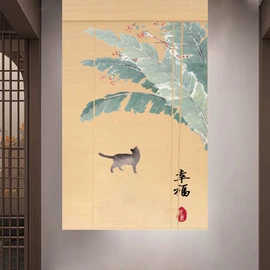 竹窗帘;现代装饰画;卷帘