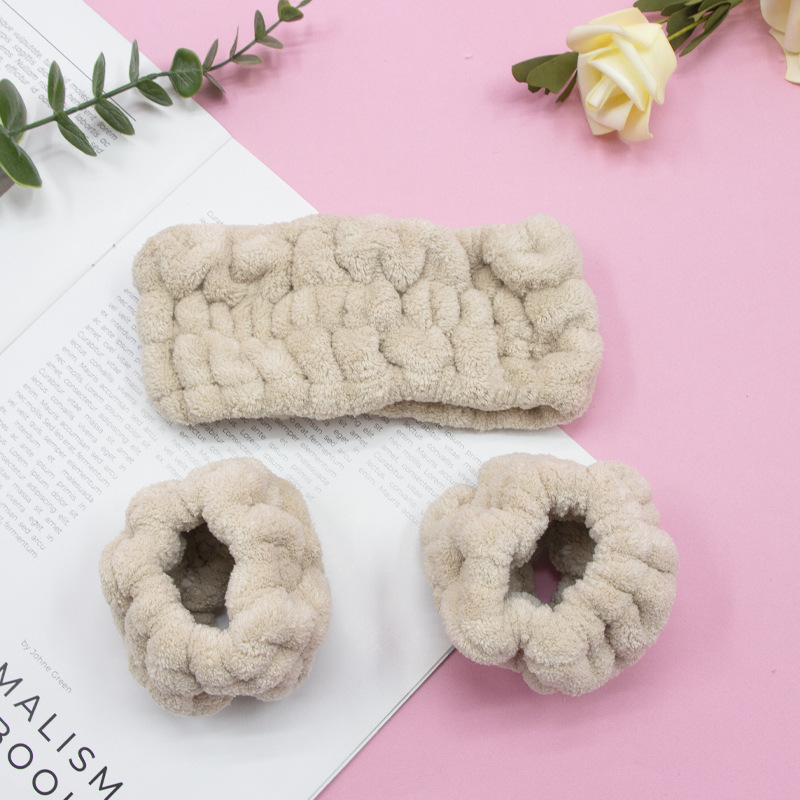 Cara lavado pelo banda coral felpa Mujer estudiante diadema alto elástico antideslizante Otoño e Invierno máscara lavado headbufanda tocado