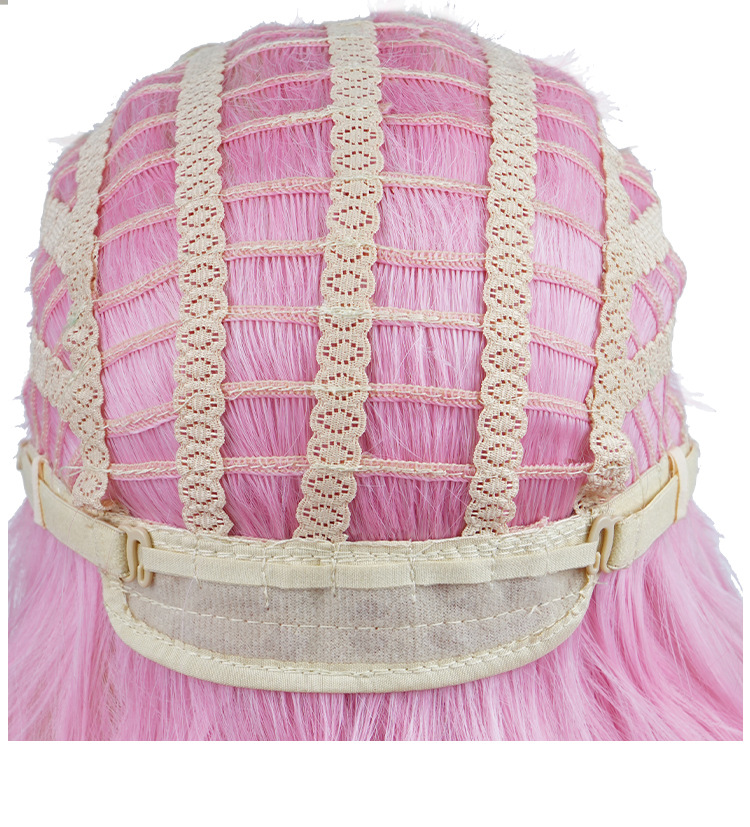 Synthetische Perücke, Chemiefaser-Perücke, komplettes Set mit geteiltem Pony und großen, gewellten, langen, lockigen Party-Perücken_voghion.com