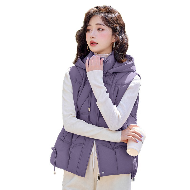 Comercio exterior transfronterizo chaleco de algodón de plumón de mujeres otoño y invierno nuevo tipo pequeño chaqueta de abrazadera de caballo de cuello vertical con hombro de camisa