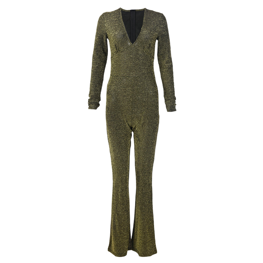 Wearable Women Clothing Nazada V neck Long Sleeve Sexy Cutout Stretch Jumpsuit Women
