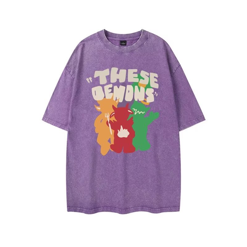 Summer retro cotton trend cartoon sports short sleeve T-shirt